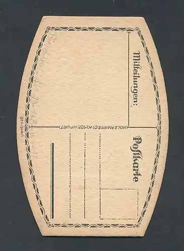 Bierdeckel-AK Wien, Gasthaus Rathauskeller von Otto Kaserer mit Weintrauben und Ritter