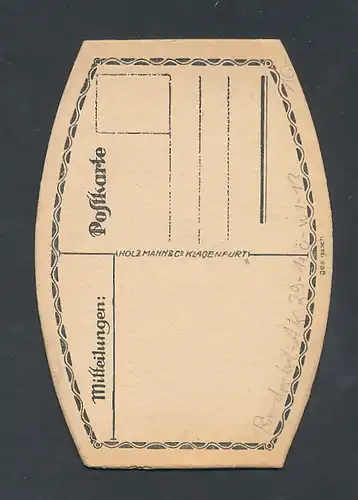 Bierdeckel-AK Wien, Reklame für Gasthaus Rathauskeller von Otto Kaserer mit Ritter