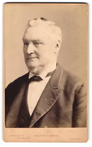 Fotografie Byrne & Co., Richmond, Hill Street, Portrait Mann mit Kinnbart im Anzug mit Querbinder