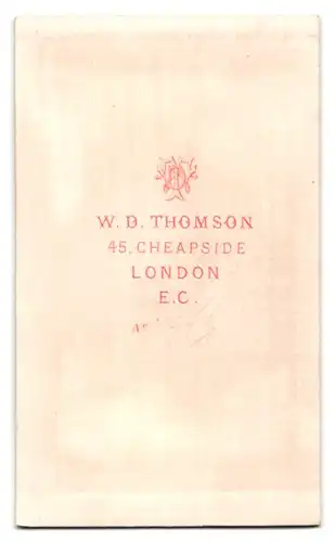 Fotografie W.D. Thomson, London, 45 Cheapside, Portrait Mann im Lincoln-Bart im Jacket mit Querbinder