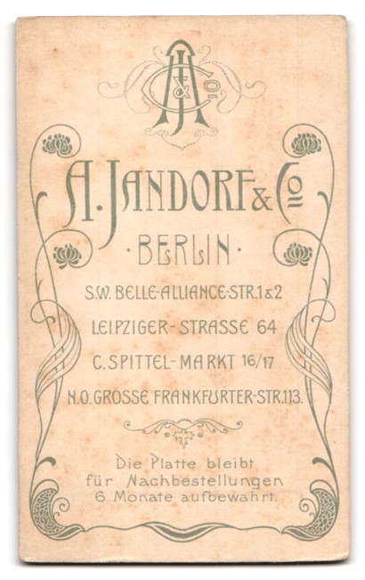 Jandorf & Co. Berlin s.w.a.k. Belle-Alliance-Strasse 1 & 2 ragazzo fra Fotografia A 