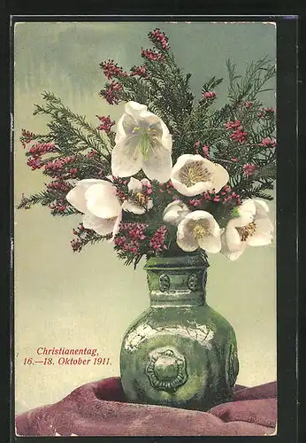 AK Erfurt, Christianentag 1911, Blumen in einer Vase