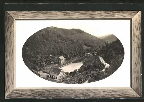 Präge-Passepartout-AK Burg a. d. Wupper, Blick von Schloss Burg in das Eschbachtal