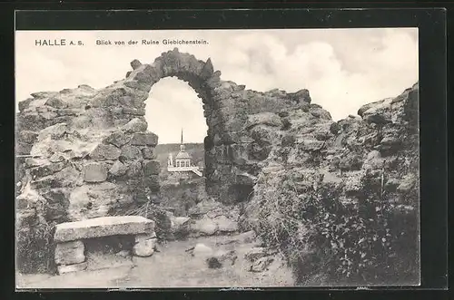 AK Halle a. S., Blick von der Ruine Giebichenstein