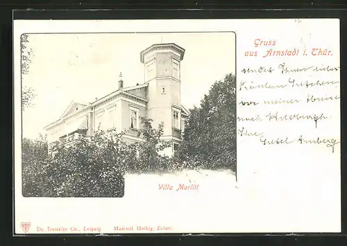 AK Arnstadt i. Thür., Villa Marlitt
