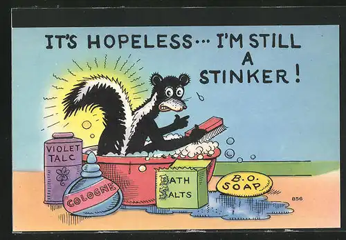 AK Stinktier versucht sich zu reinigen