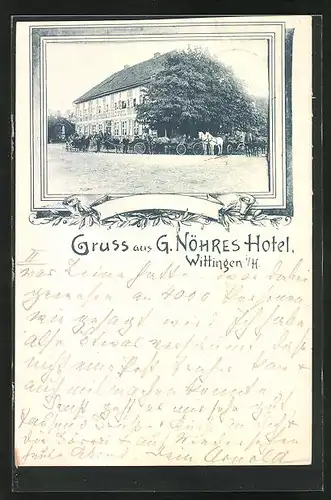 AK Wittingen i. H., G. Nöhres Hotel und Kutschen