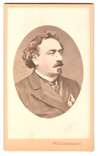 Fotografie Fritz Luckhardt, Leopoldstadt, Taborstr. 18, Portrait Heinrich Sontheim, 1820-1912, Dt. Tenor Opernsänger