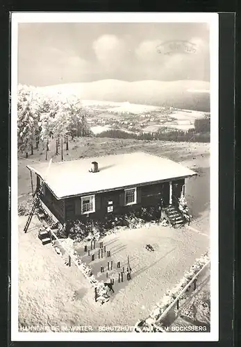 AK Hahnenklee, Schutzhütte auf dem Bocksberg im Winter