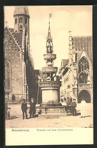 AK Braunschweig, Brunnen auf dem Altstadtmarkt