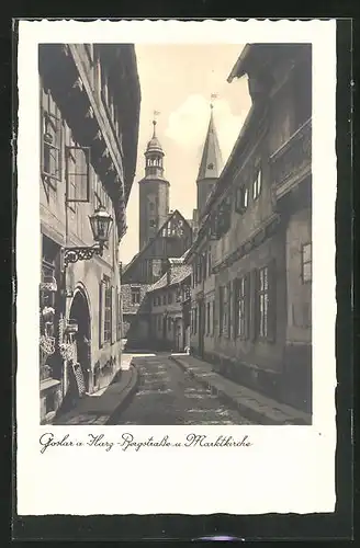 AK Goslar a. Harz, Bergstrasse und Marktkirche