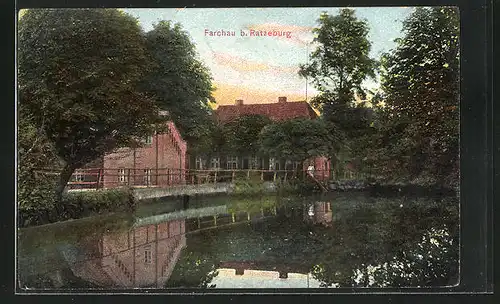 AK Farchau, Flusspartie bei abendlicher Dämmerung