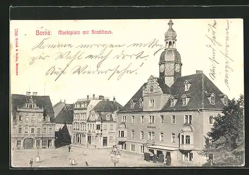 AK Borna, Marktplatz mit Stadthaus