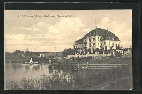 AK Kellersee / Holst. Schweiz, Hotel Seeschloss mit Seepartie