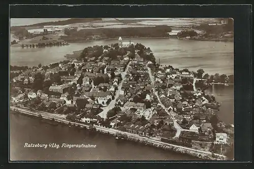 AK Ratzeburg i. Lbg., Totalansicht aus der Vogelschau, Fliegeraufnahme