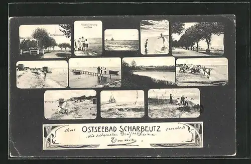 AK Scharbeutz, Wilhelminenbad, Möwenfütterung, Strandpartie