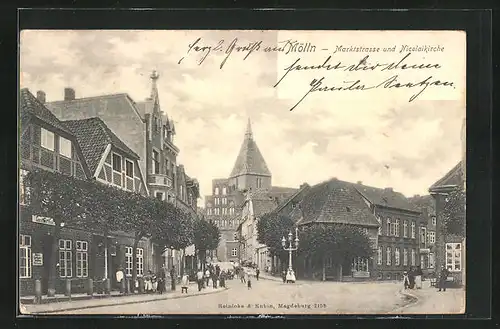 AK Mölln, Marktstrasse und Nikolaikirche