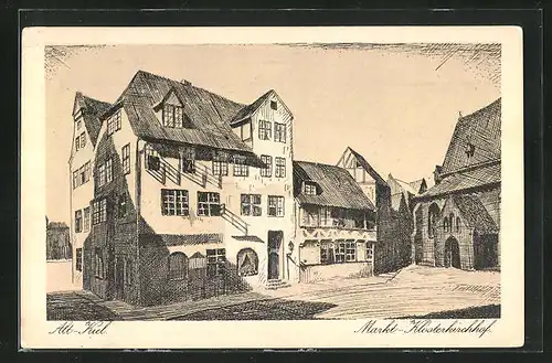 Künstler-AK Alt-Kiel, Markt. Klosterkirchhof