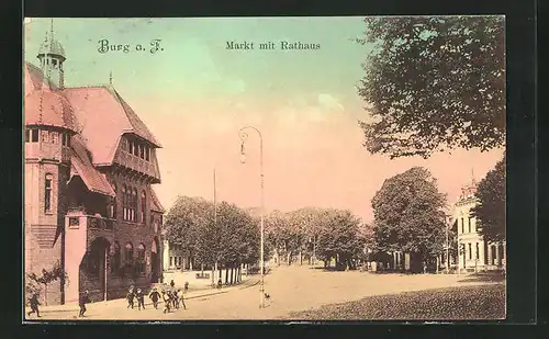 AK Burg a. F., Markt mit Rathaus