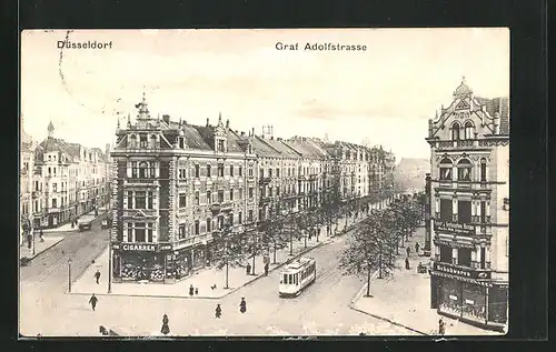 AK Düsseldorf, Graf Adolfstrasse, Strassenbahn