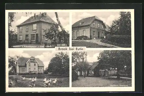 AK Braak bei Eutin, Gasthaus Bredfeldt, Bäckerei v Gust. Knaack