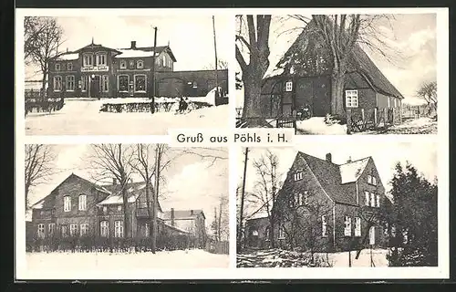 AK Pöhls i. H., Gasthof zur Linde im Winter