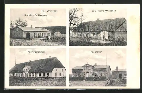 AK Kleinwiehe / Lindewitt, Jürgensen`s Gasthaus, Hinrichsen`s Gasthaus