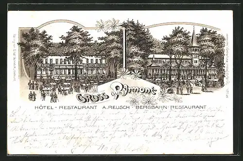 Lithographie Pyrmont, Hotel-Restaurant v. A. Reusch