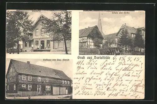 AK Bartolfelde, Gasthaus Morich, Molkerei, Schule und Kirche