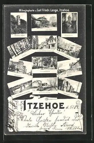 AK Itzehoe, Victoriastrasse, Bahnhof, Alte Kaserne, Thalstrasse