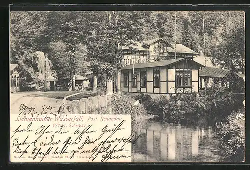 AK Schandau, Gasthaus am Lichtenhainer Wasserfall