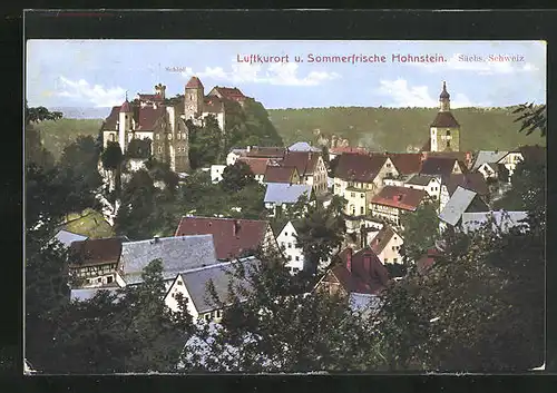 AK Hohnstein / Sächs. Schweiz, Ortsansicht mit Schloss