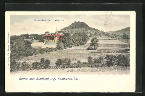 AK Blankenburg i. Thür., Sanatorium Carl Friedrich im Schwarzathal
