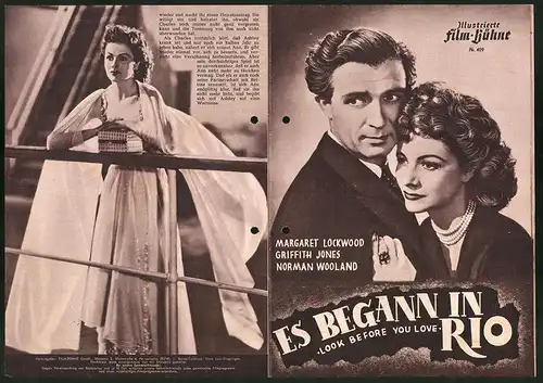 Filmprogramm IFB Nr. 409, Es begann in Rio, Margaret Lockwood, Griffith Jones, Regie: Phyllis Stanley