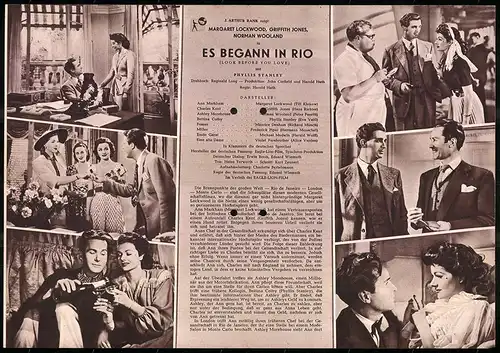 Filmprogramm IFB Nr. 409, Es begann in Rio, Margaret Lockwood, Griffith Jones, Regie: Phyllis Stanley