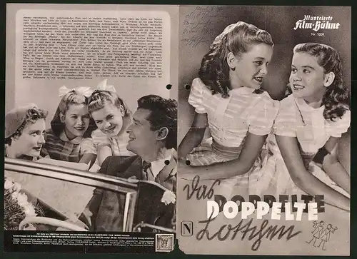 Filmprogramm IFB Nr. 1009, Das doppelte Lottchen, Jutta u. Isa Günther, Antje Weisgerber, Regie: Josef von Baky
