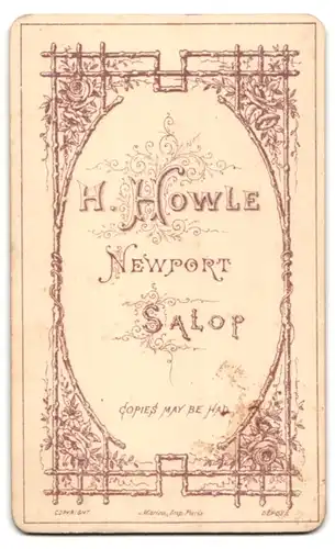 Fotografie H. Howle, Newport, Portrait bürgerliche Dame an Sessel gelehnt