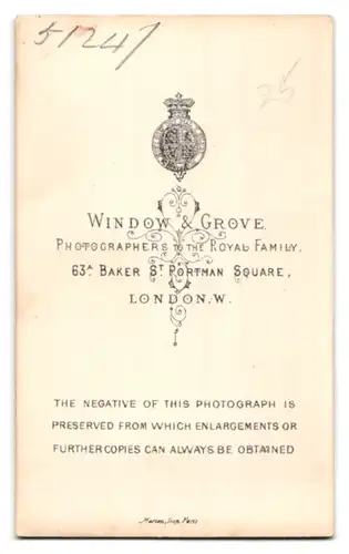 Fotografie Window & Grove, London, 63a Baker Street, junge Dame mit zurückgesteckten Haaren im Profil