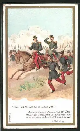 Sammelbild Chocolat Ebeurré & Cie Agricole, Réponse du Duc d'Aumale à son État-Major 1843