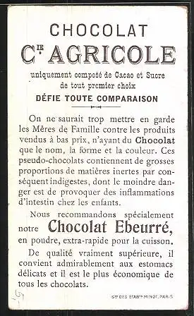 Sammelbild Chocolat Ebeurré & Cie Agricole, Réponse du Duc d'Aumale à son État-Major 1843