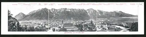 Klapp-AK Innsbruck, Stadt und Berg-Panorama vom Berg Isel betrachtet