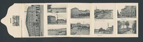 Leporello-AK Brcko, Hotel, Rathaus, Hauptplatz, Savebrücke