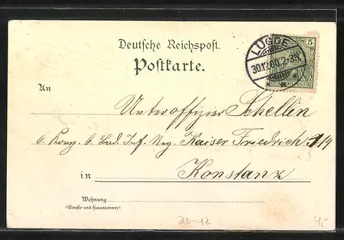 Präge-AK Jahreszahl 1901, Neujahrsgruss