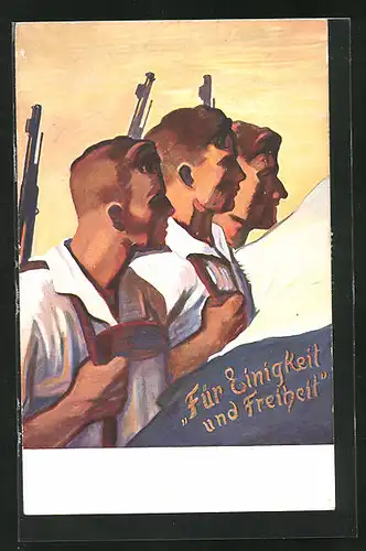 AK München, 18. Dt. Bundesschiessen 1927, Für Einigkeit und Freiheit