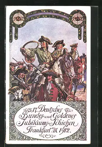 AK Frankfurt a. M., Schützenverein, 17. Deutsches Bundes- u. Goldenes Jubiläums-Schiessen 1912, Historischer Festzug