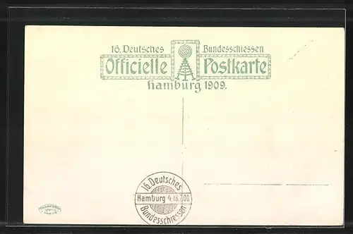 AK Hamburg, 16. Deutsches Bundesschiessen 1909, Victoria-Bar im Sommer, Schützenverein