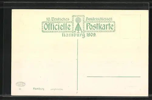 AK Hamburg, 16. Deutsches Bundesschiessen 1909, Partie auf dem Jungfernstieg, Schützenverein