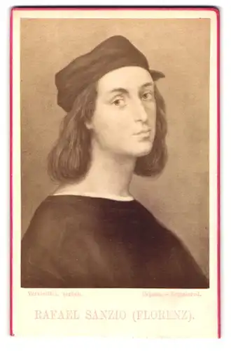 Fotografie unbekannter Fotograf und Ort, Portrait Rafael Sanzio mit langen Haaren und Mütze