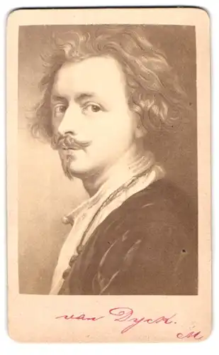 Fotografie unbekannter Fotograf und Ort, Portrait Maler Anthonis van Dyck mit lockigem Haar