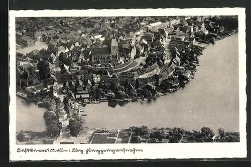 AK Mölln i. Lbg., Teilansicht mit Kirche vom Flugzeug aus